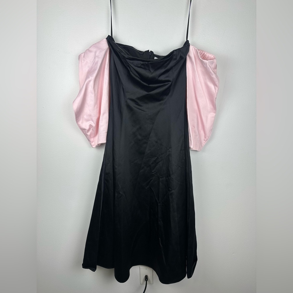 Gianni Bini Nastia Liukin Audrey Off the Shoulder‎ Satin Midi Dress Women’s Sz 6 - Picture 2 of 9